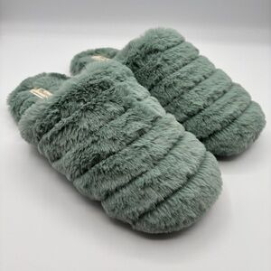 Madewell Quilted Scuff Slippers 9 Sage Mist Recycled Faux Fur